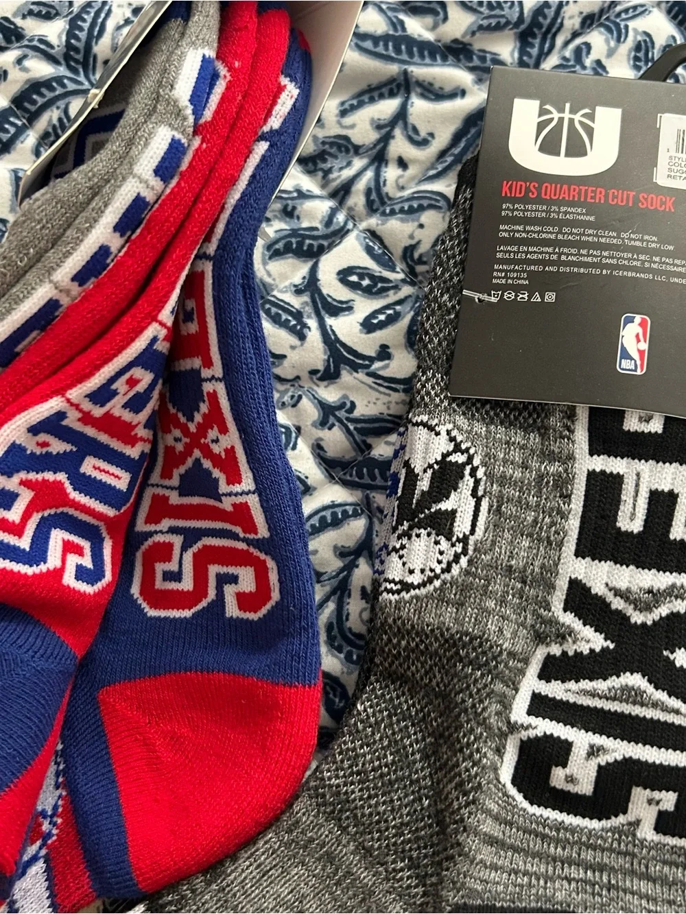 2 3 Packs Philadelphia Sixers 76ers Kids Quarter Cut Socks Shoe Size 4-9.5 New